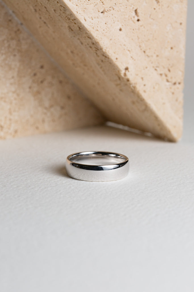 Mens plain white gold wedding ring