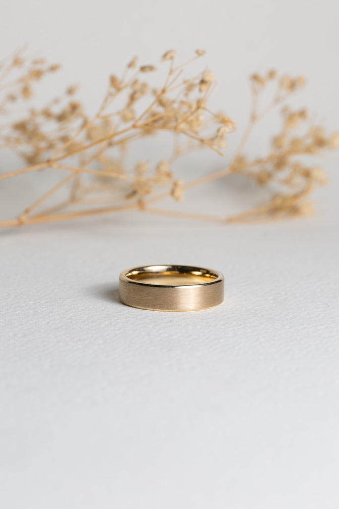 Mens gold textured wedding band