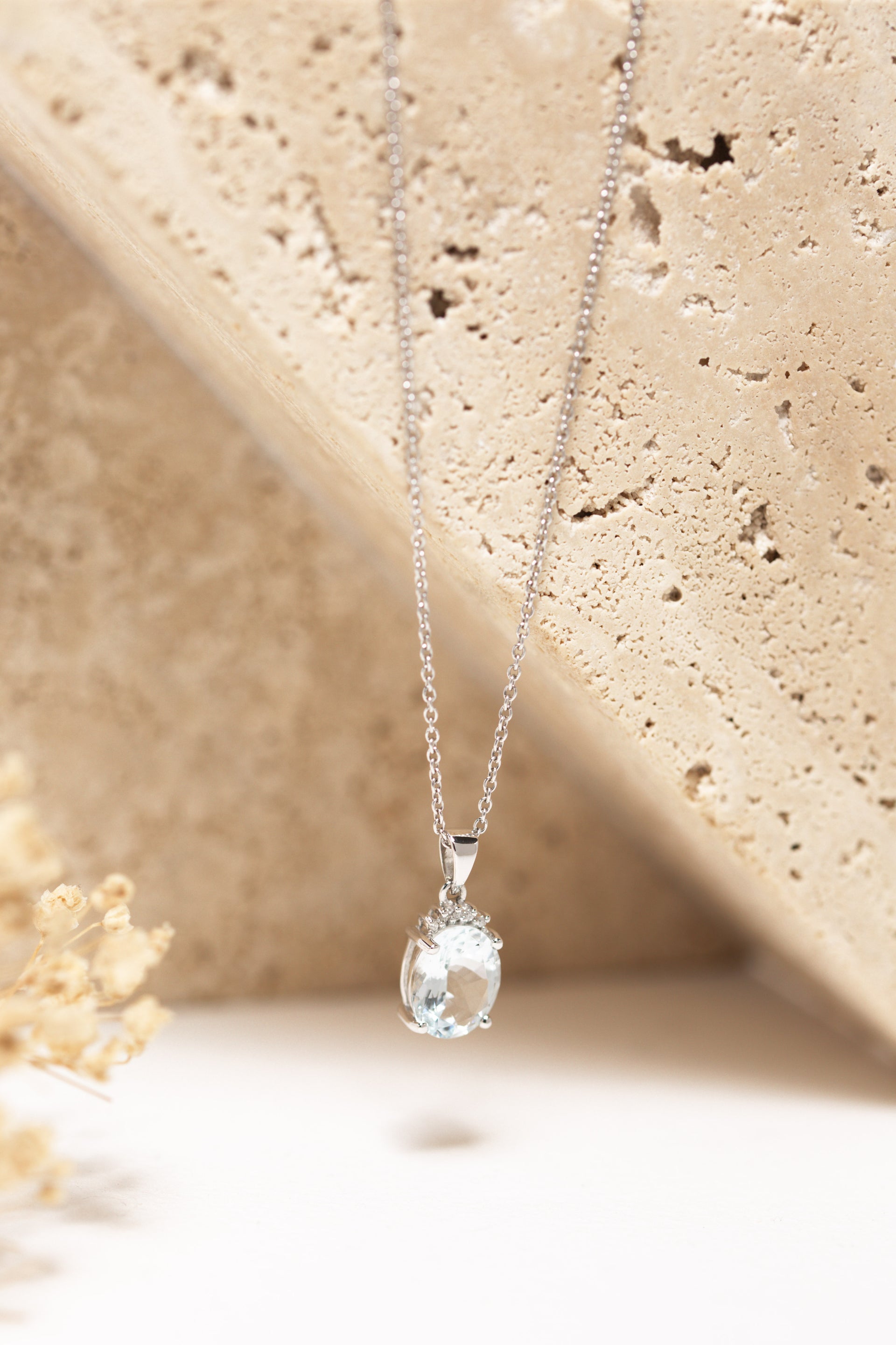 Nerida Aquamarine & Diamond Pendant | Wrights Jewellers NZ