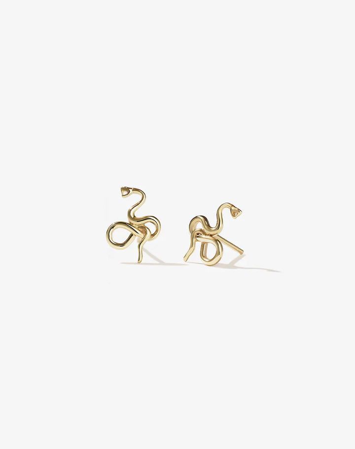 Gold snake stud earrings