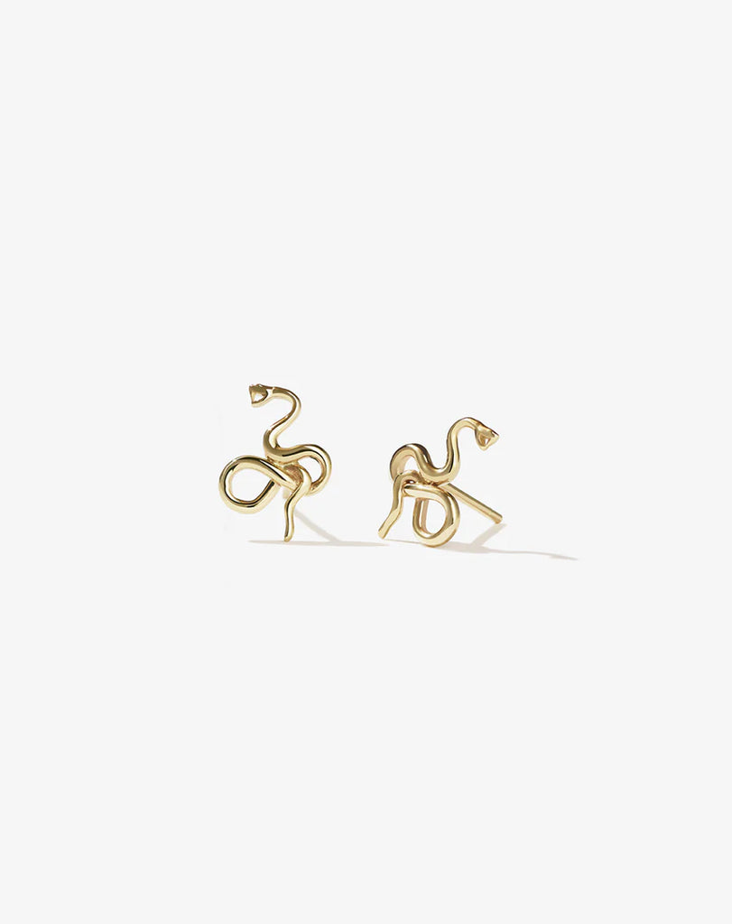 Gold snake stud earrings