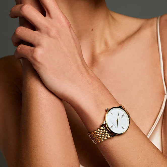 Rosefield Pearl Edit watch with pearl dial