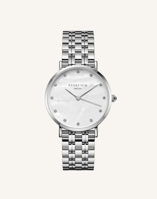 Rosefield The Upper East Side ladies silver watch with crystals on the dial