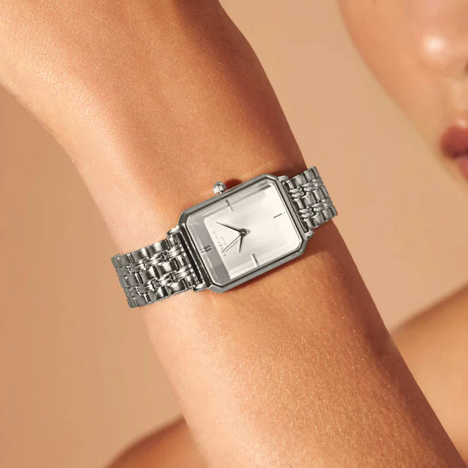 Ladies silver octagon watch 