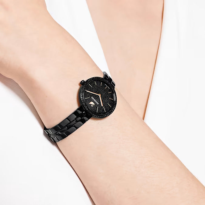 Swarovski Cosmopolitan watch.  Black with rose gold details.