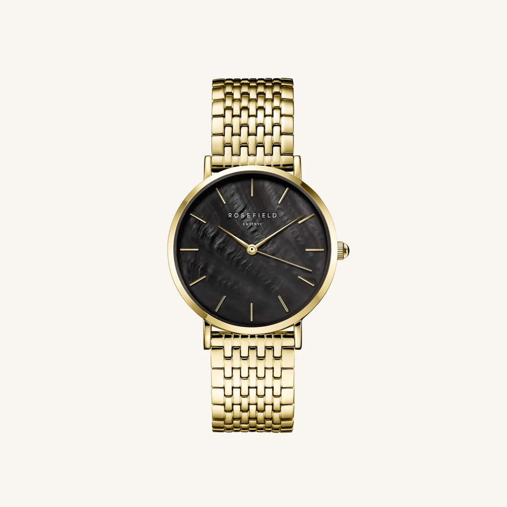 Rosefield The Upper East Side ladies gold watch with black dial