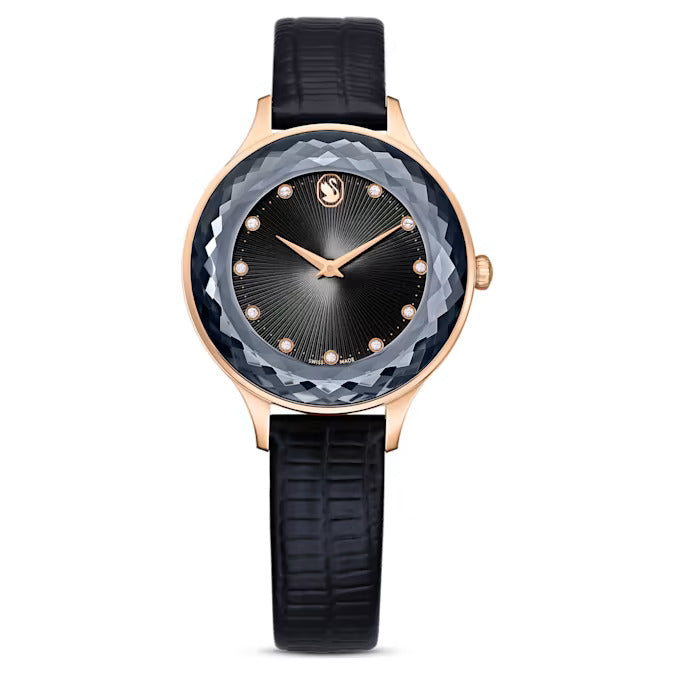 Black and Rose Gold Swarovski Octea Nova Watch