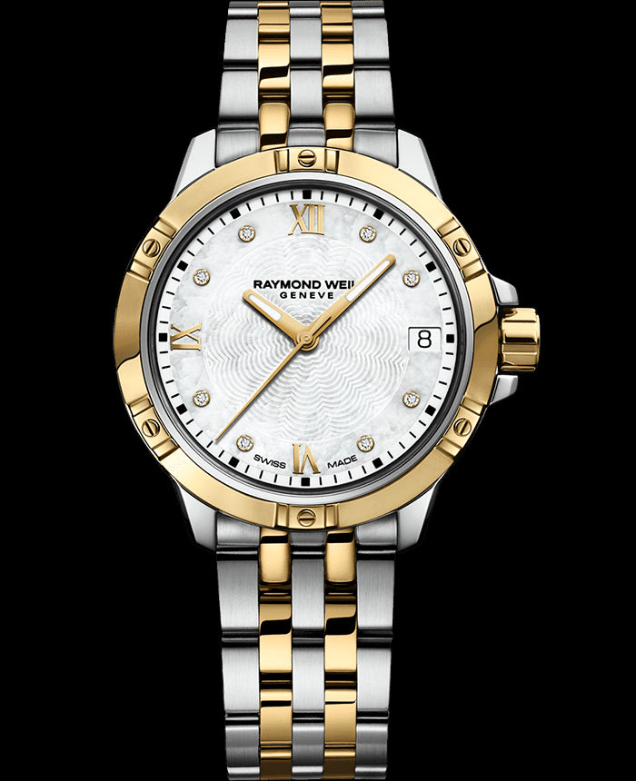 Ladies two-tone Raymond Weil luxury Swiss watch with diamonds 