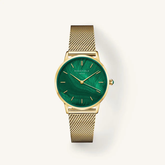 Rosefield Pearl Edit watch with green dial