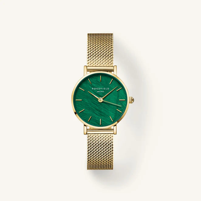 Rosefield The Small Edit gold watch with green dial