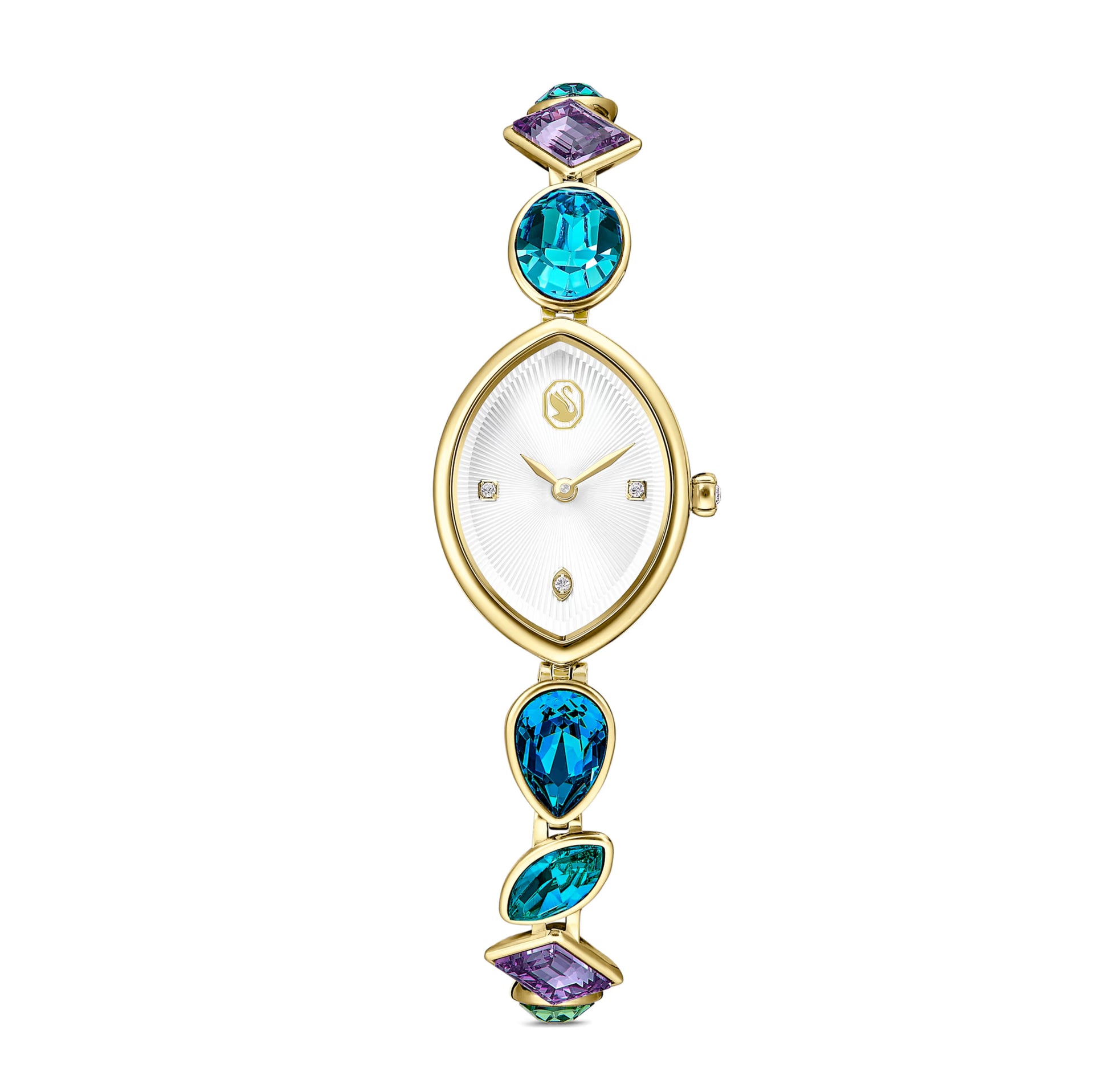 Swarovski Gema watch gold tone with multi-coloured crystal bracelet