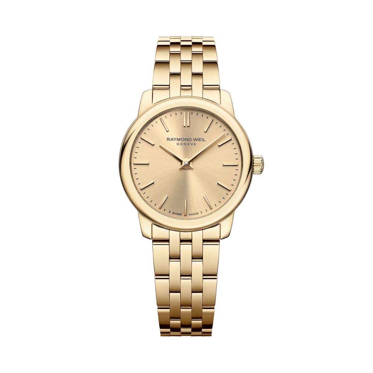 Raymond Weil Toccata Classic 24mm yellow gold PVD ladies watch with gold sunray dial, 5024-P-10001