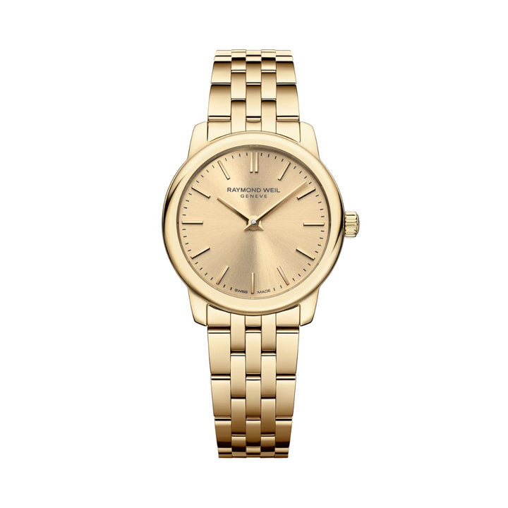 Raymond Weil Toccata Classic 24mm yellow gold PVD ladies watch with gold sunray dial, 5024-P-10001