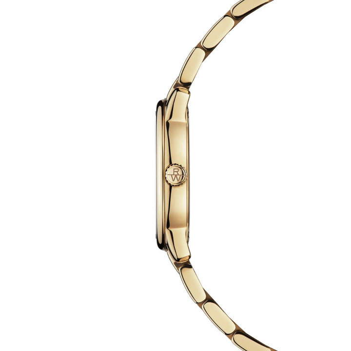 Side view of Raymond Weil Toccata Classic 24mm slim gold case and crown