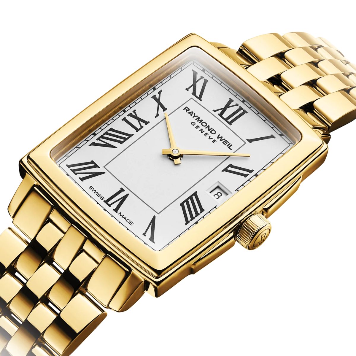 Raymond Weil Toccata rectangular gold watch lifestyle