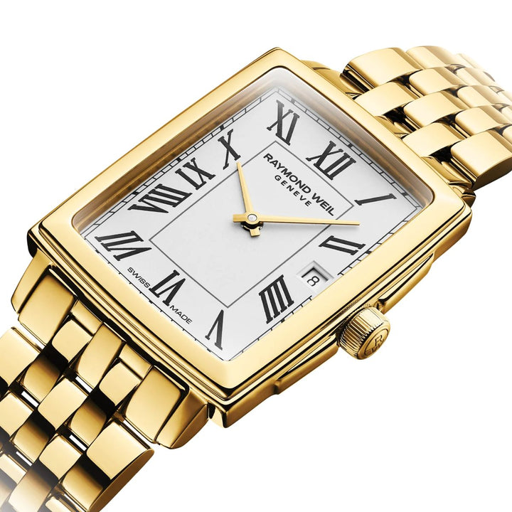 Raymond Weil Toccata rectangular gold watch lifestyle