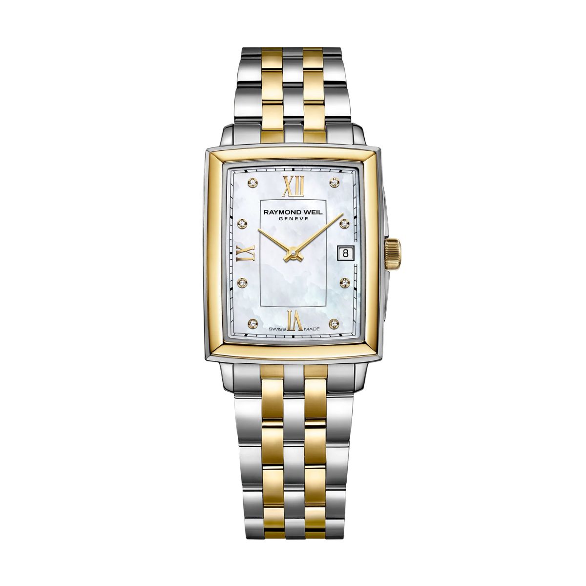 Raymond Weil Toccata rectangular two-tone ladies watch with mother-of-pearl diamond dial, 5925-STP-00995