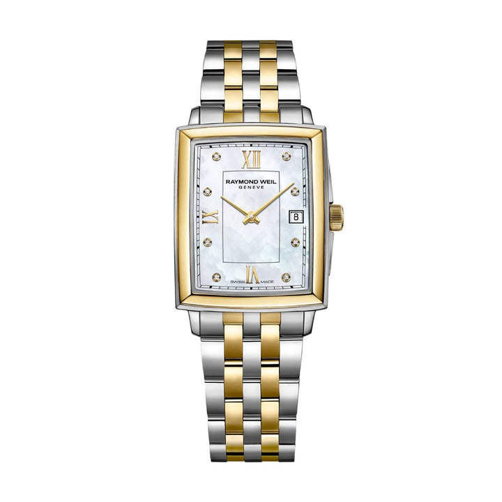 Raymond Weil Toccata rectangular two-tone ladies watch with mother-of-pearl diamond dial, 5925-STP-00995