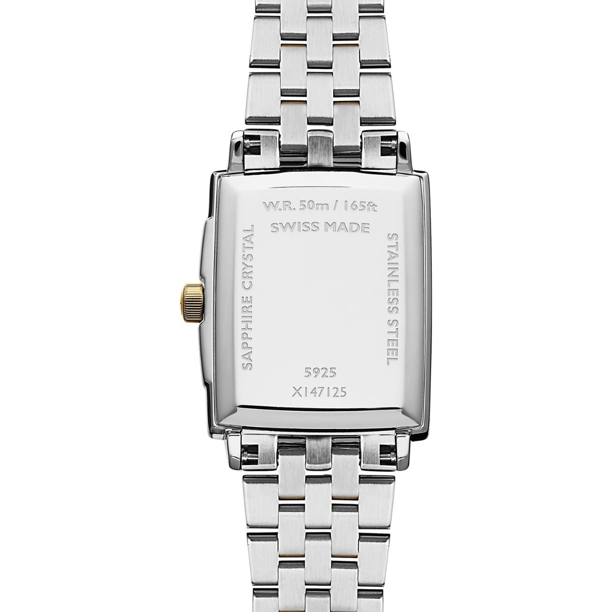 Raymond Weil Toccata caseback and two-tone steel and gold bracelet with folding clasp