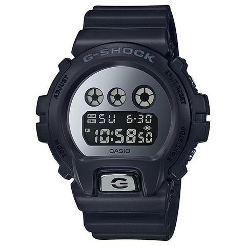 Black G Shock watch with a metallic silver dial