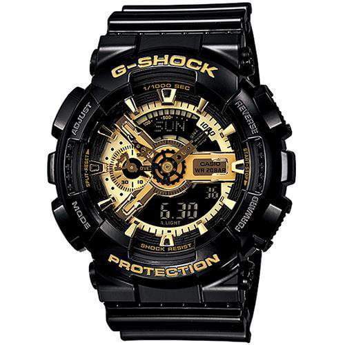 Black and gold G Shock watch