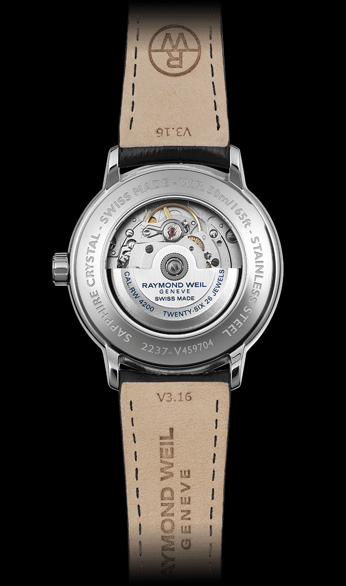 Maestro Men's Automatic Black Leather Watch