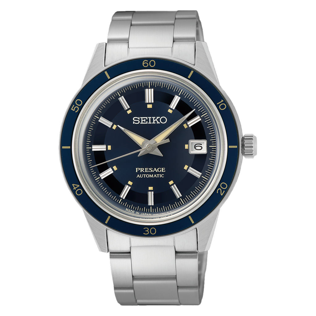 Seiko Presage automatic watch with a blue dial