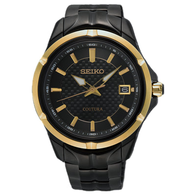 Black and gold gents Seiko Coutura watch