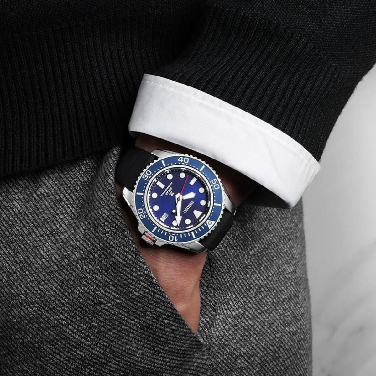 Seiko Prospex SNE593P Solar Diver Silicone Strap - View 2 | Wrights Jewellers NZ