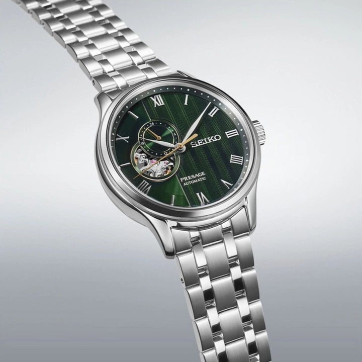 Seiko Presage SSA463J1 green dial close up