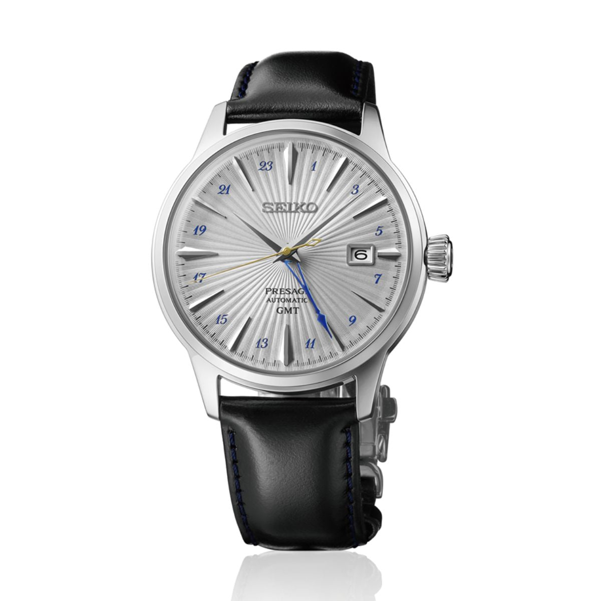 Seiko Presage SSK049J Silver Bullet GMT Watch Dial View – Wrights Jewellers NZ