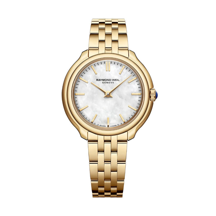 Raymond Weil Toccata Heritage 5250-P-97001 ladies gold watch with white mother of pearl dial