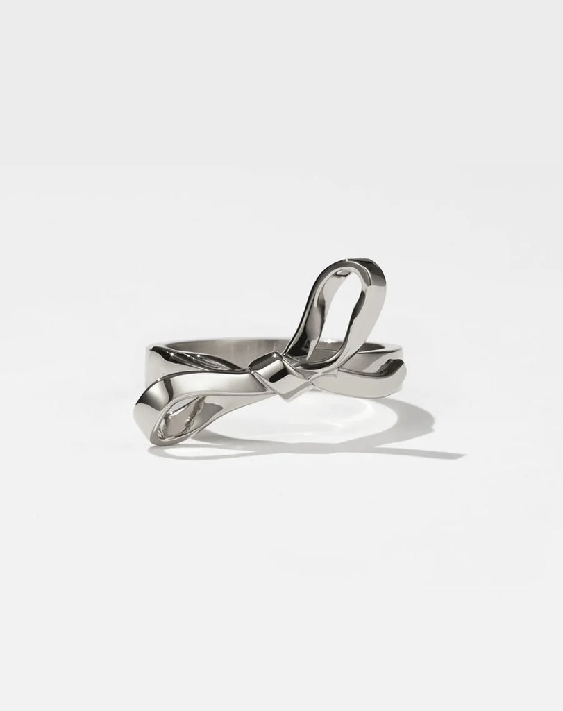 Silver oversized bow ring