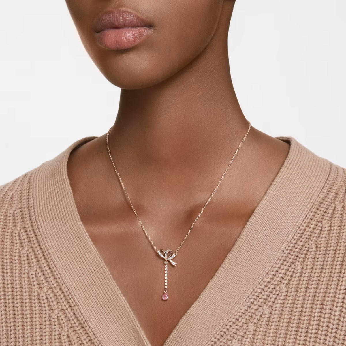Swarovski Volta Y Crystal Necklace, White, Rose Gold-Tone Plated