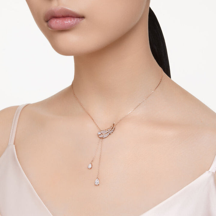Rose gold Swarovski feather necklace