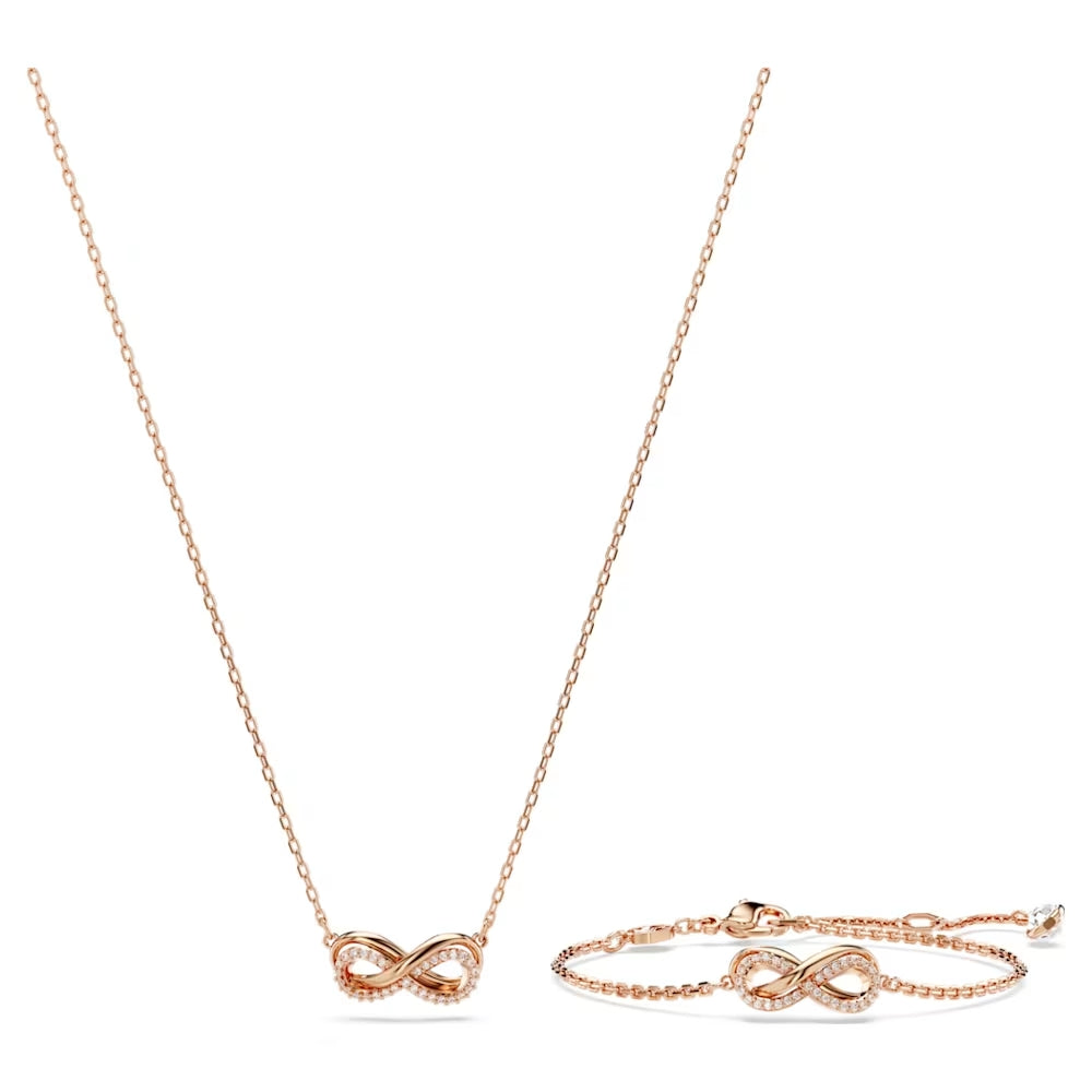 Rose gold infinity sign necklace and bracelet gift set