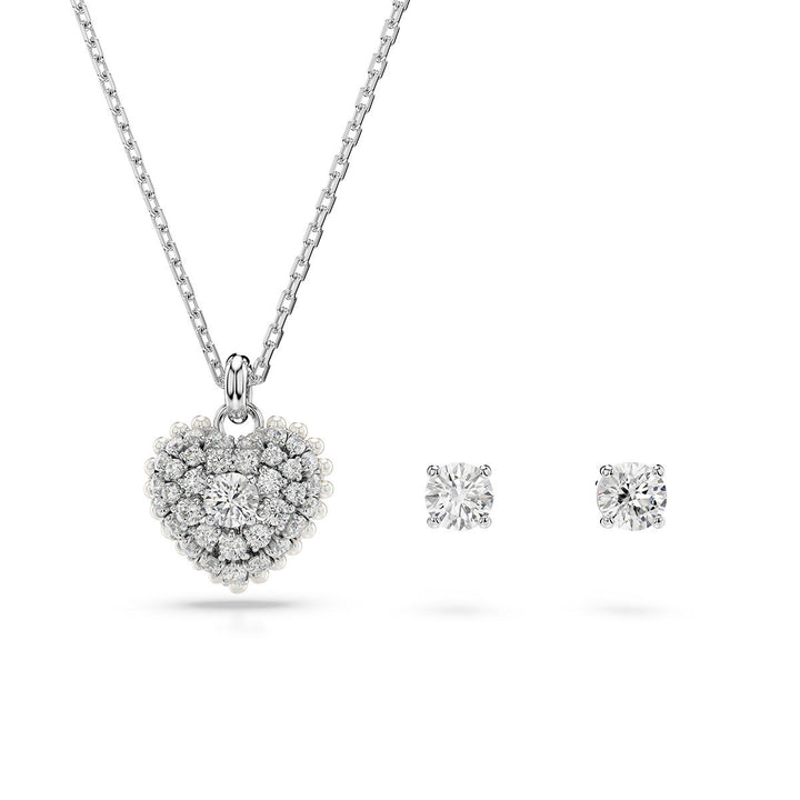 Swarovski crystal heart necklace, with matching stud earrings
