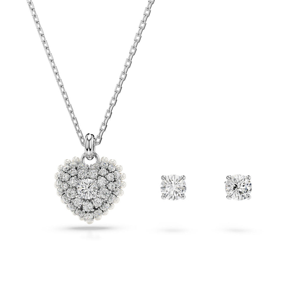 Swarovski crystal heart necklace, with matching stud earrings