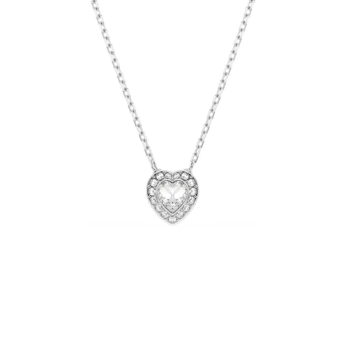 Ariana Grande x Swarovski heart pendant, rhodium-plated crystal with pavé halo