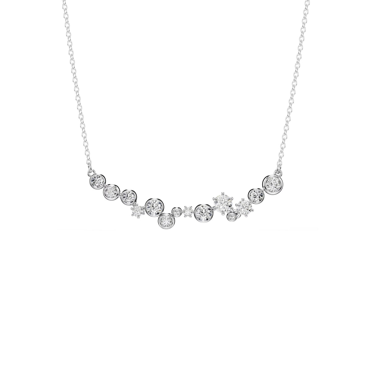Swarovski Constella necklace, rhodium-plated starry design with clear crystal clusters