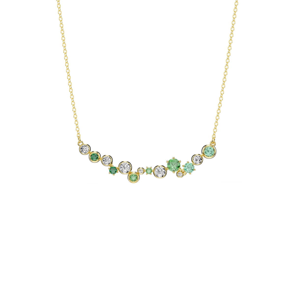 Swarovski Constella necklace, 18K gold finish with clear and green crystal starry design