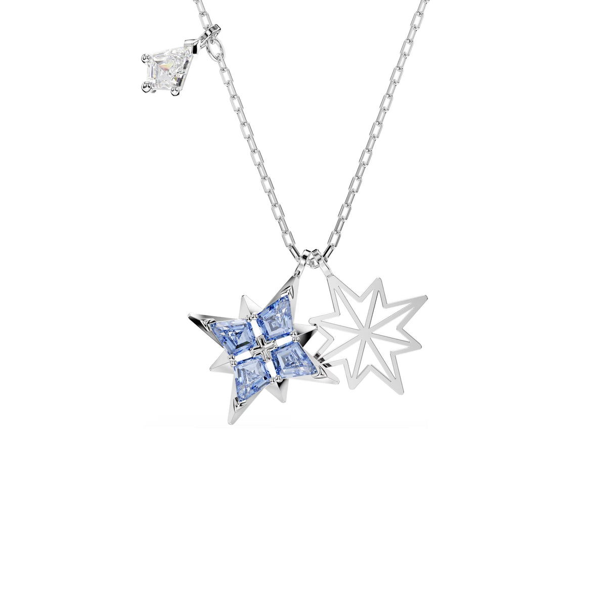 Swarovski Symbolica Star pendant, rhodium-plated with blue kite-cut crystal