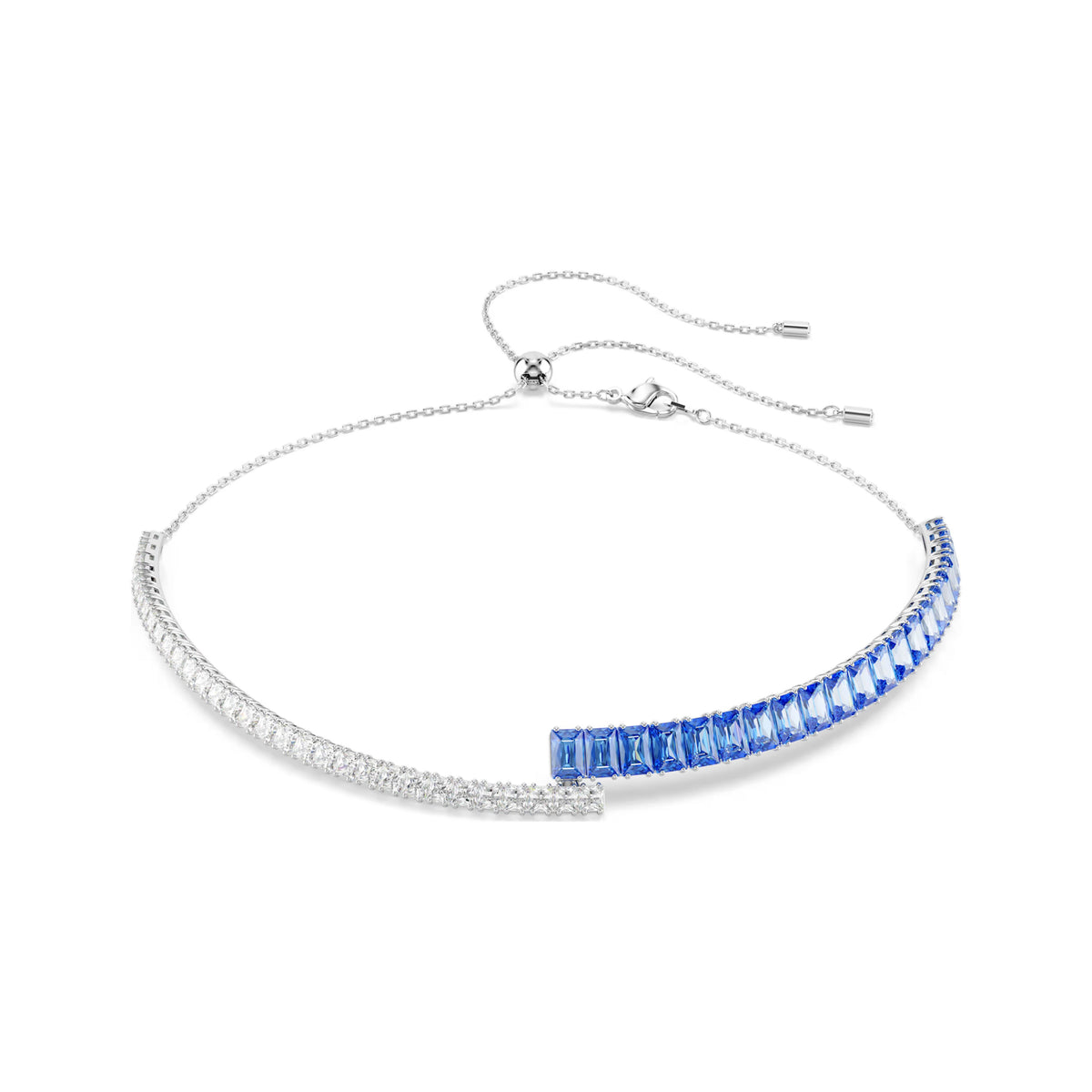 Swarovski Matrix choker, rhodium-plated with clear and blue crystal accents