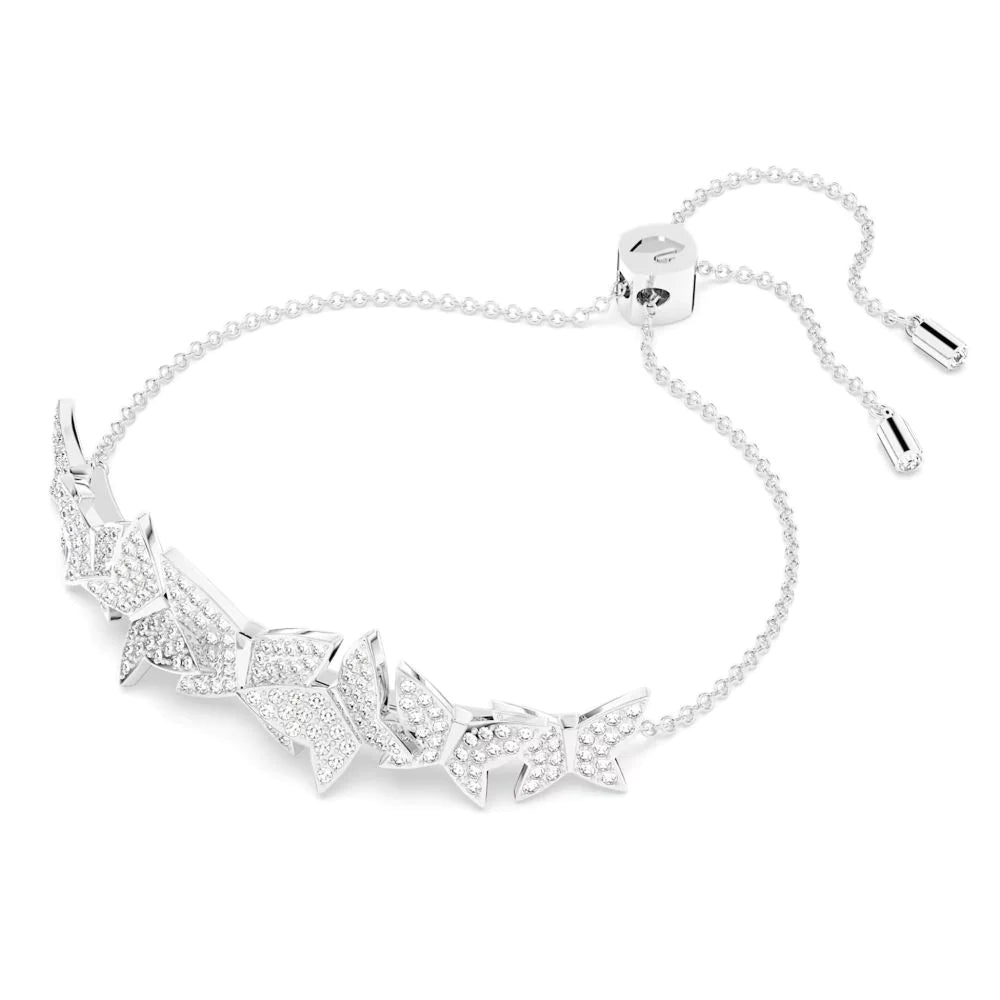 Silver bracelet with butterflies all over it.  There are Swarovski crystals set into the butterflies.