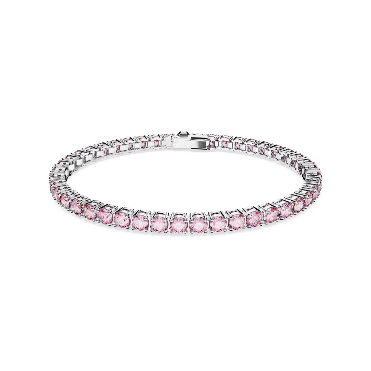 Swarovski Matrix Tennis bracelet, rhodium-plated with purplish pink round crystal row
