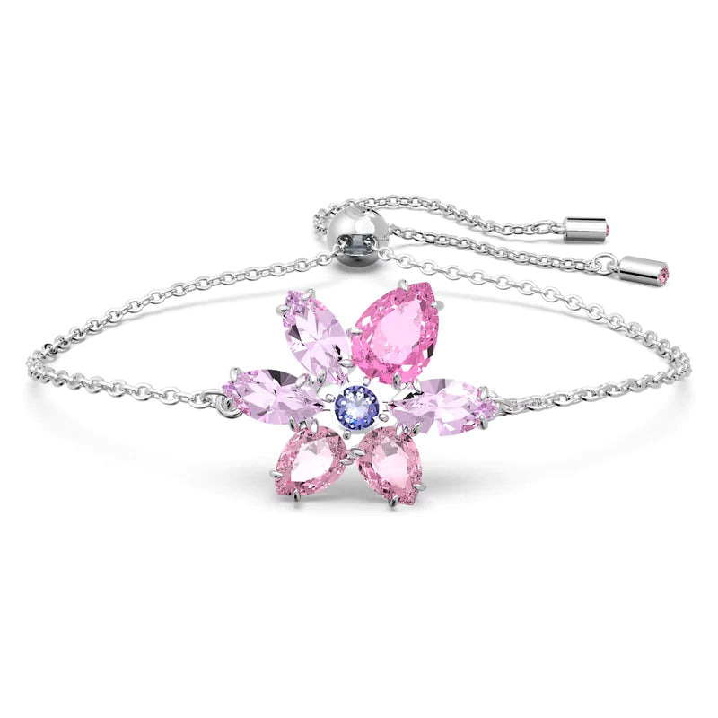 Swarovski Gema Bracelet with pink and purple crystals in a flower pattern