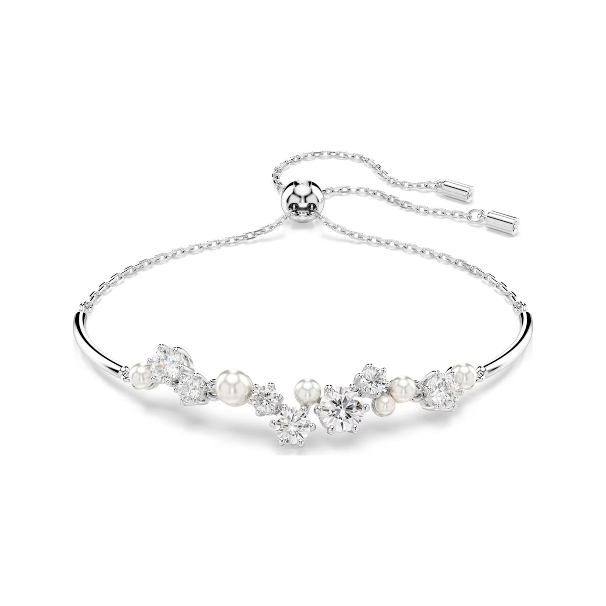 Swarovski Constella bangle with crystal and Swarovski crystal pearl cluster