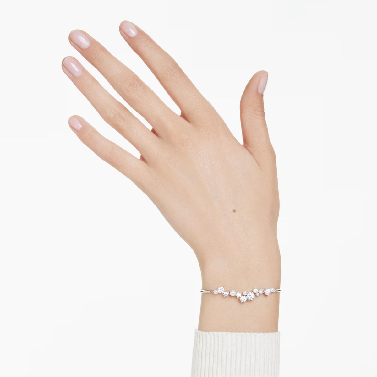 Swarovski Constella bangle with crystal and Swarovski crystal pearl cluster