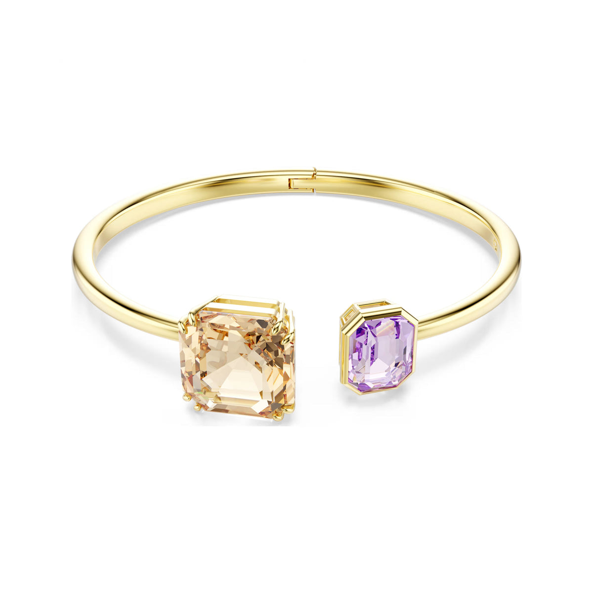 Swarovski Millenia bangle, 18K gold-finish with caramel and purple crystal accents