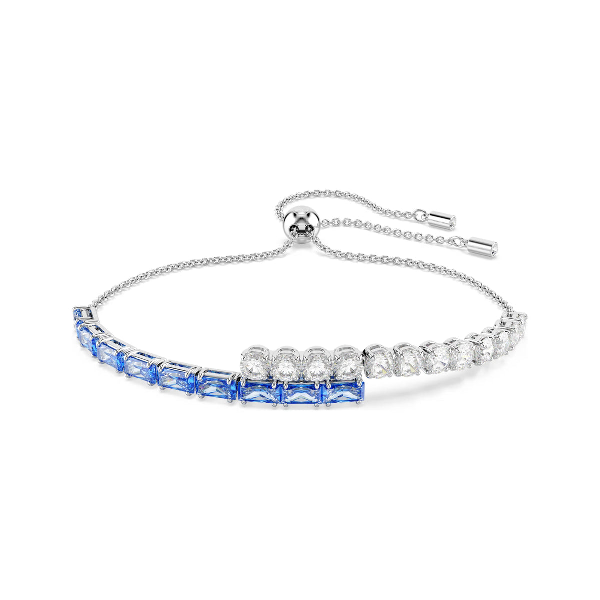 Swarovski Matrix Tennis bracelet with clear and blue crystals